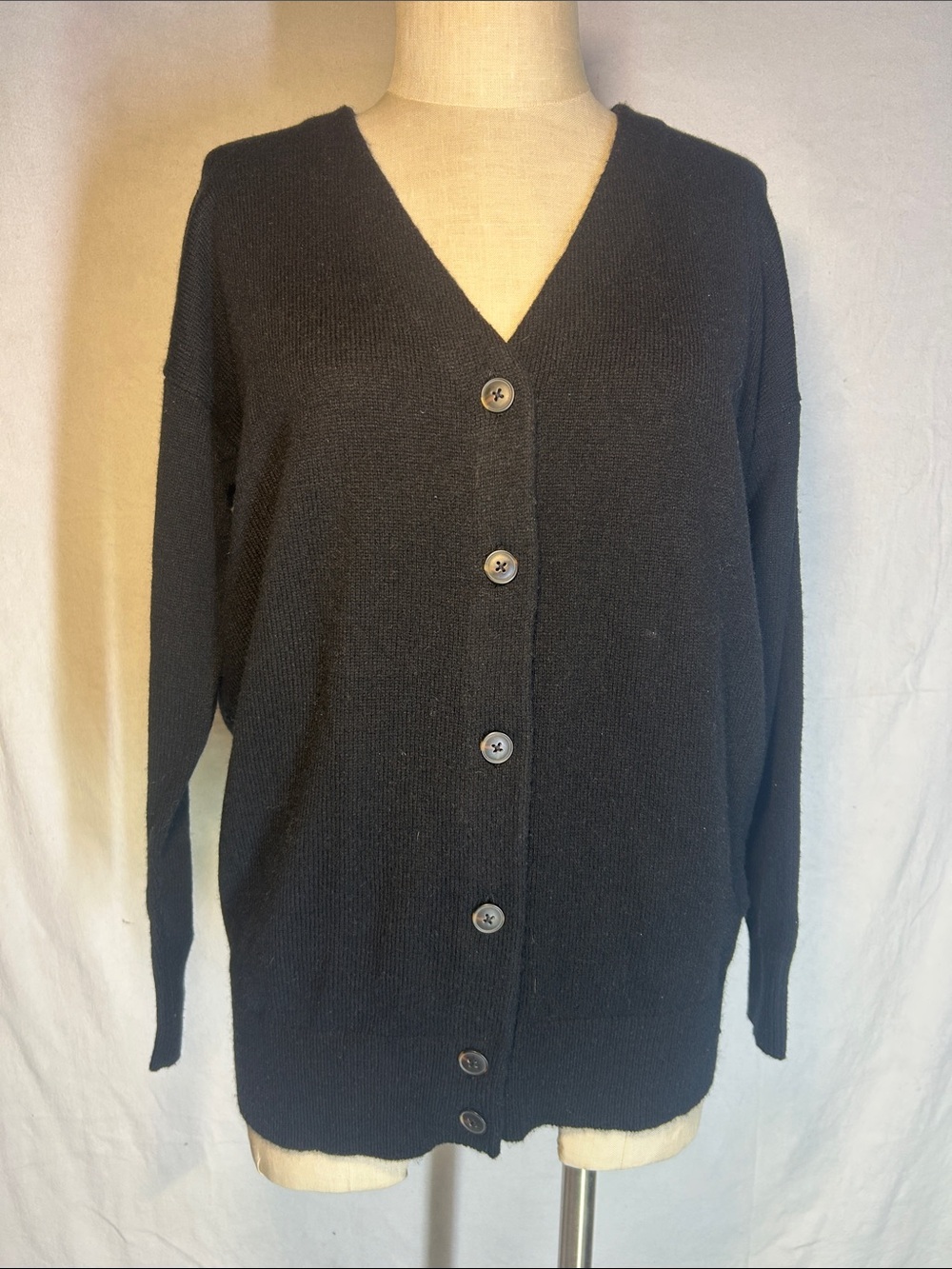 Madewell Black V-Neck Button Front Cardigan